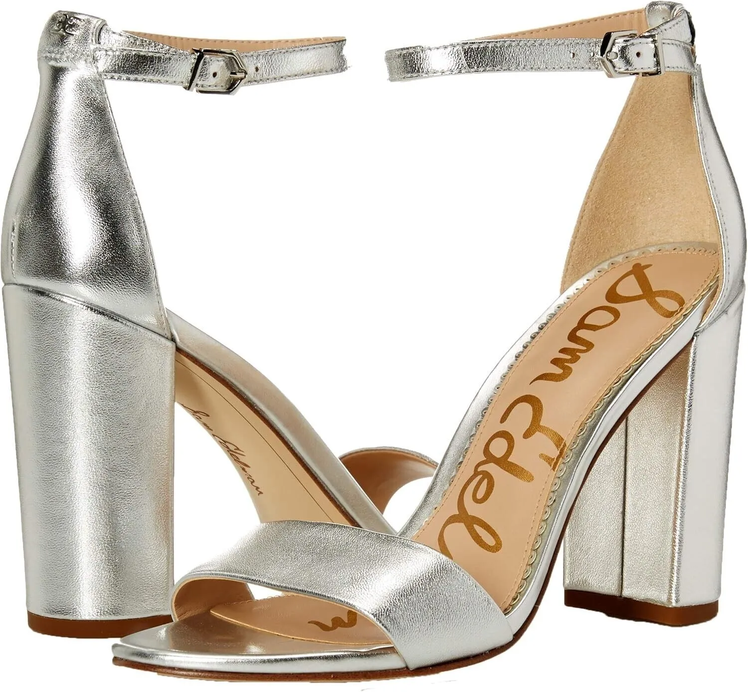 Sam Edelman Yaro E8511L6901 Sandal Womens 10.5 Silver Leather Block Heel ZPO1933