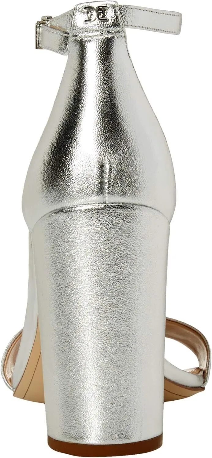 Sam Edelman Yaro E8511L6901 Sandal Womens 10.5 Silver Leather Block Heel ZPO1933