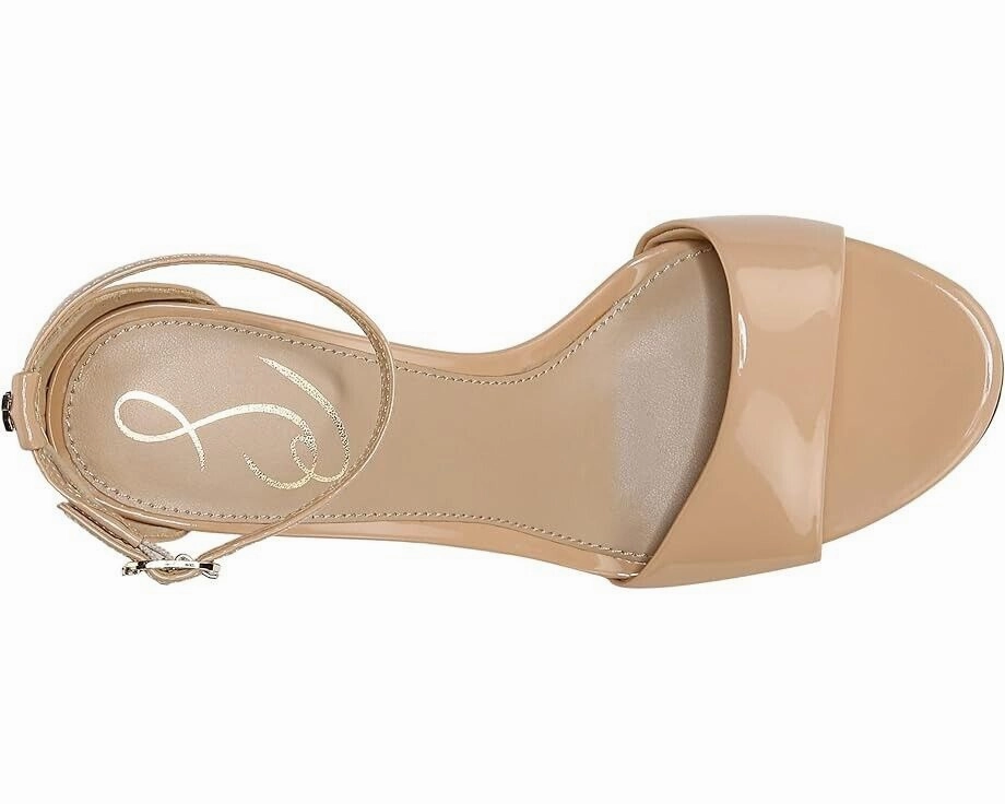 Sam Edelman Robyn Sandals Women 10.5 Beige Leather Ankle Strap Block Heel KHD944