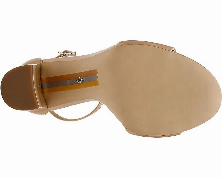 Sam Edelman Robyn Sandals Women 10.5 Beige Leather Ankle Strap Block Heel KHD944