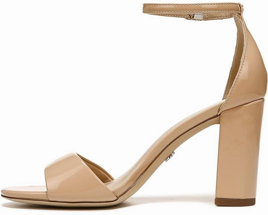 Sam Edelman Robyn Sandals Women 10.5 Beige Leather Ankle Strap Block Heel KHD944