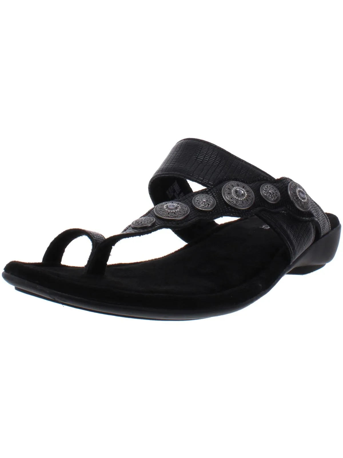 Sasha Womens Slip On Embellished Slide Sandals