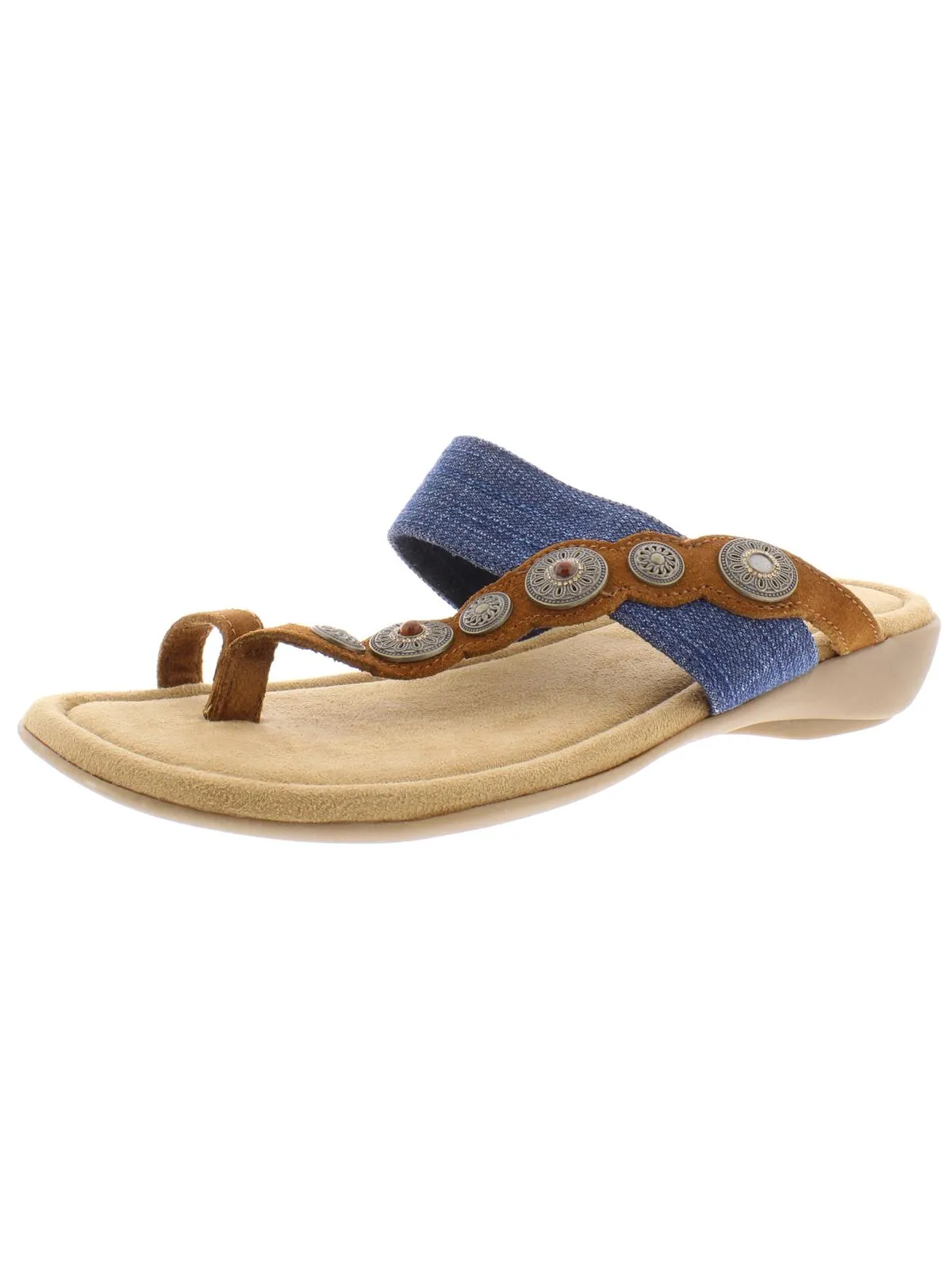 Sasha Womens Slip On Embellished Slide Sandals
