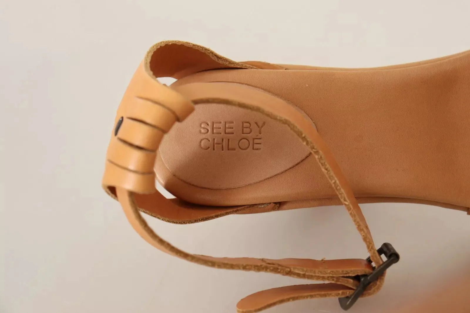 See By Chlo Leather Studded Ankle Strap Sandals Women's Shoes (Pre-Owned)