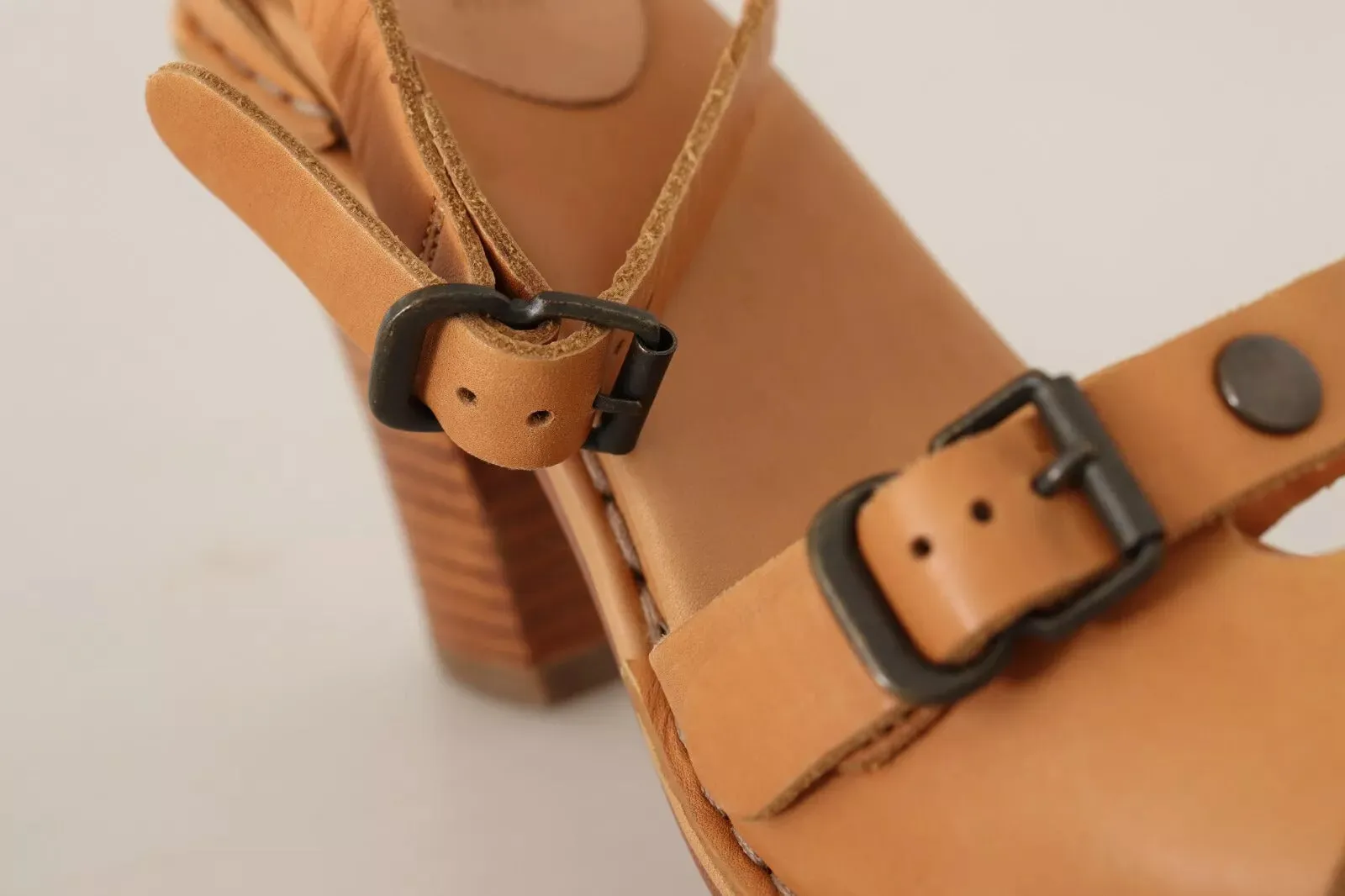 See By Chlo Leather Studded Ankle Strap Sandals Women's Shoes (Pre-Owned)