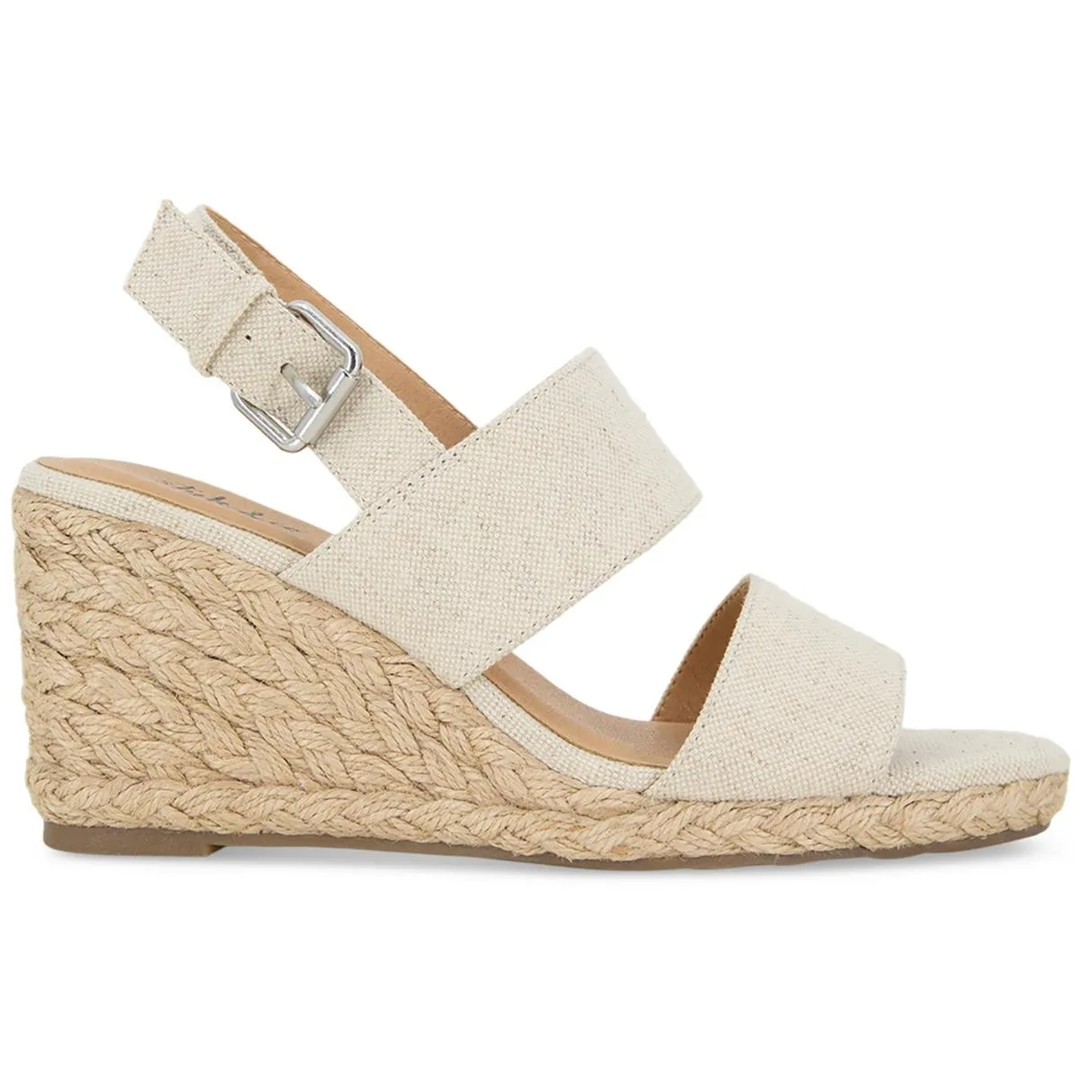 Serennaa Womens Canvas Slingback Wedge Sandals