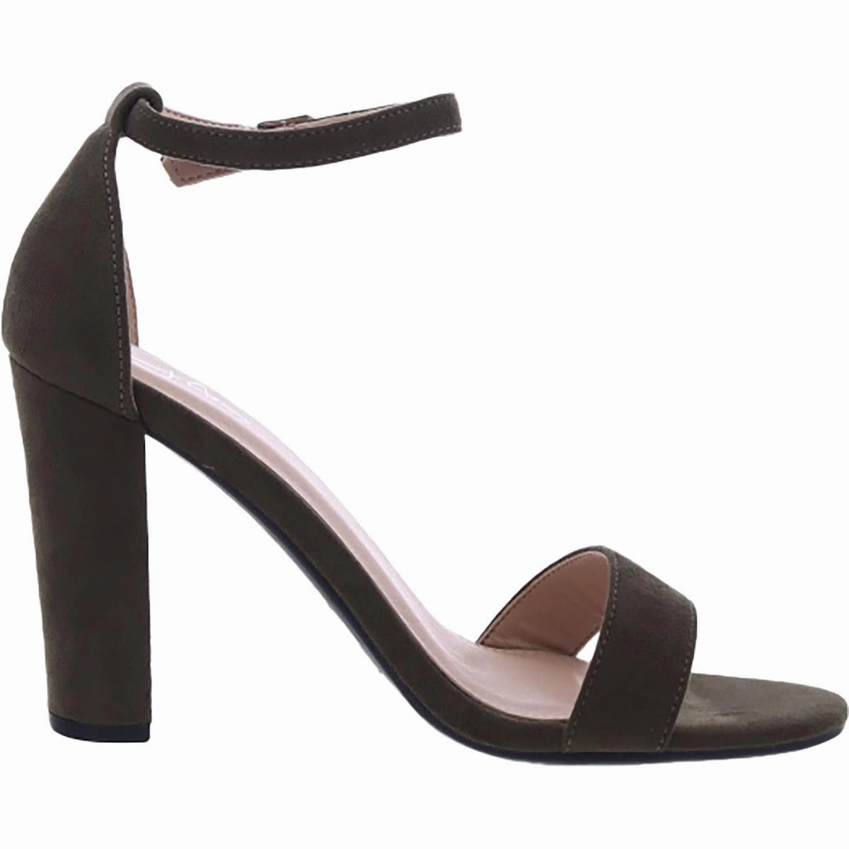 Shirley Womens Faux Leather Ankle Strap Heels