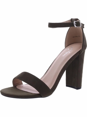 Shirley Womens Faux Leather Ankle Strap Heels