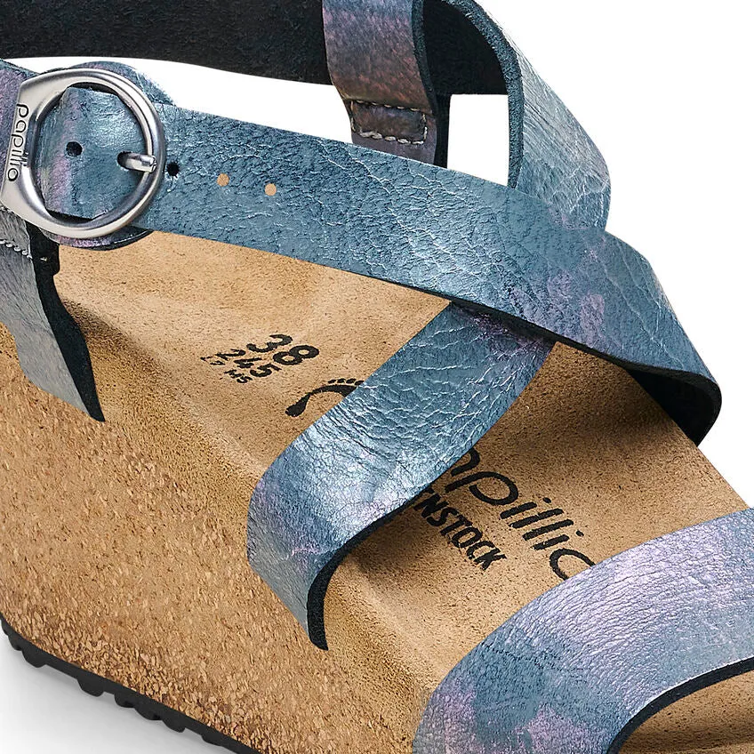 Sibyl Ring Buckle - Metallic Black Nubuck Leather||Sibyl  boucle ronde - Cuir nubuck noir mtallique