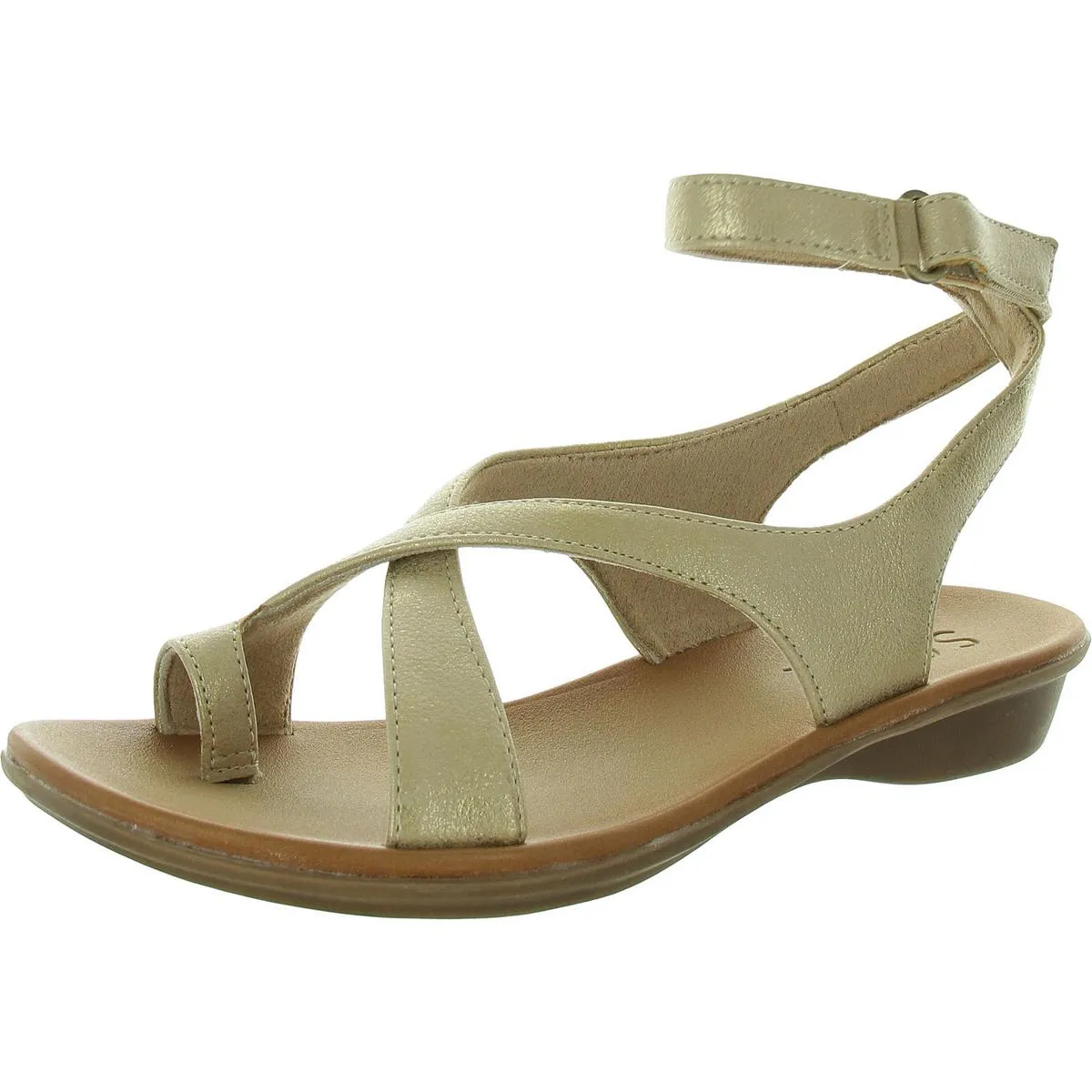 Sivan Womens Faux Leather Toe Loop Ankle Strap