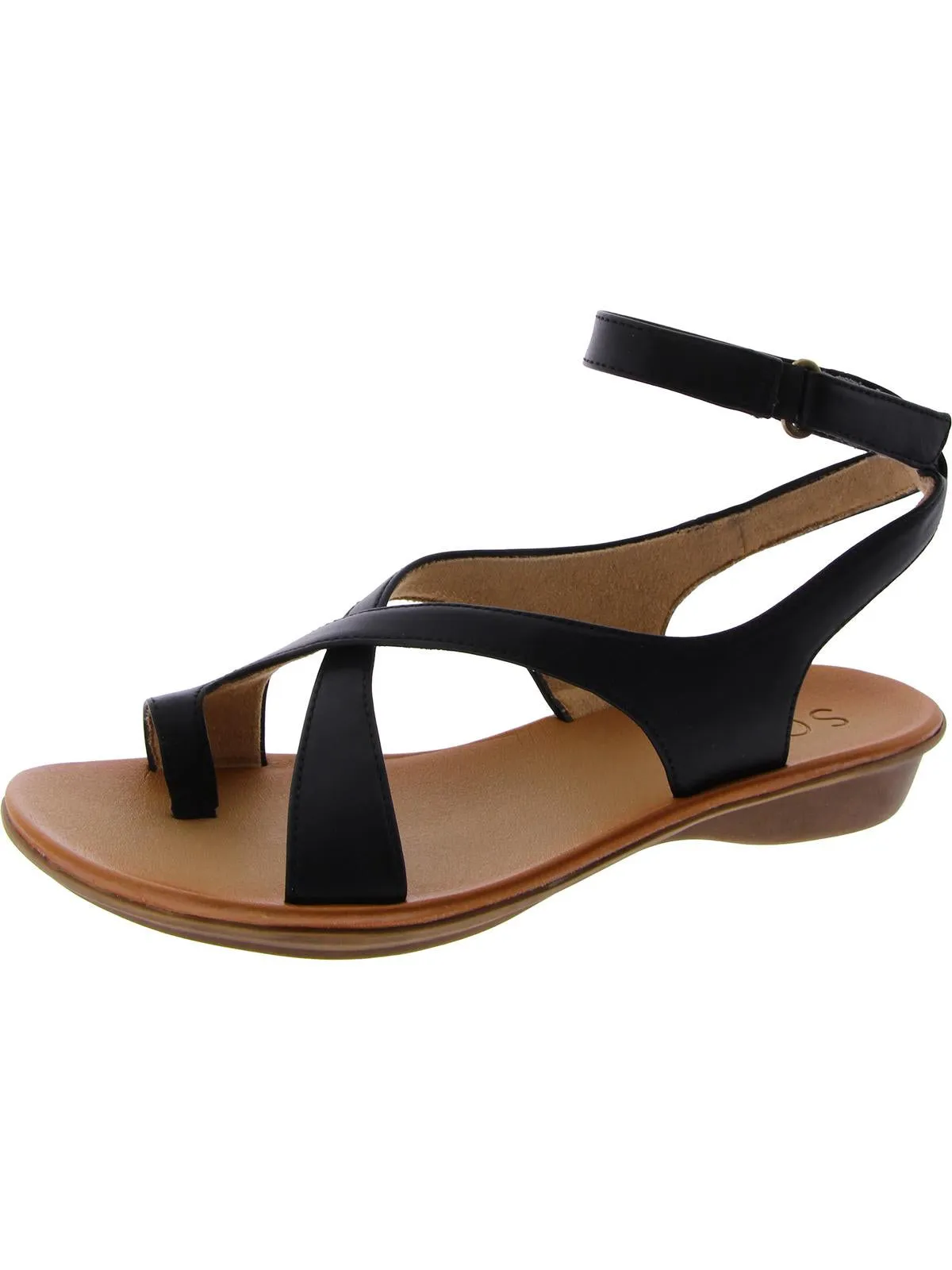 Sivan Womens Faux Leather Toe Loop Ankle Strap