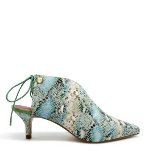 Sliver - Green Serpent slip on kitten heel