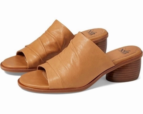 Sofft Chrissie Sandals Women 11 Caramel Leather Slide Rounded Stack Heel KHD1075