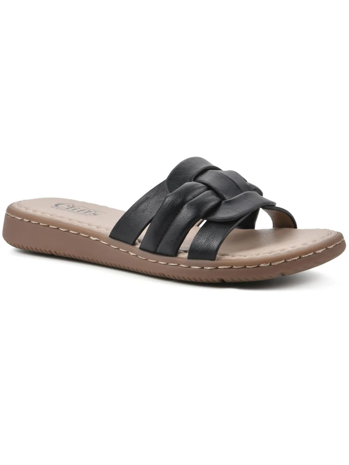 Squarely Womens Faux Suede Dressy Slide Sandals