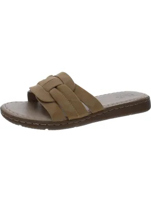 Squarely Womens Faux Suede Dressy Slide Sandals