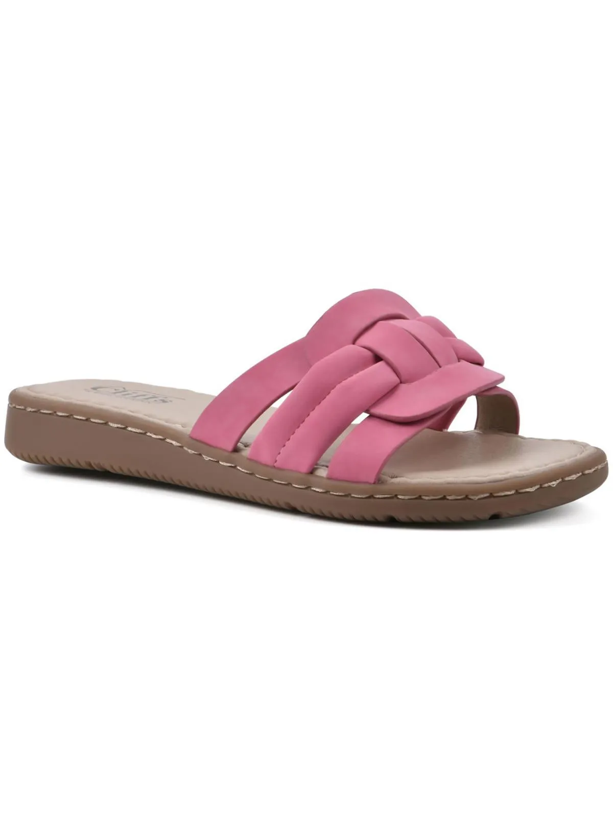 Squarely Womens Faux Suede Dressy Slide Sandals