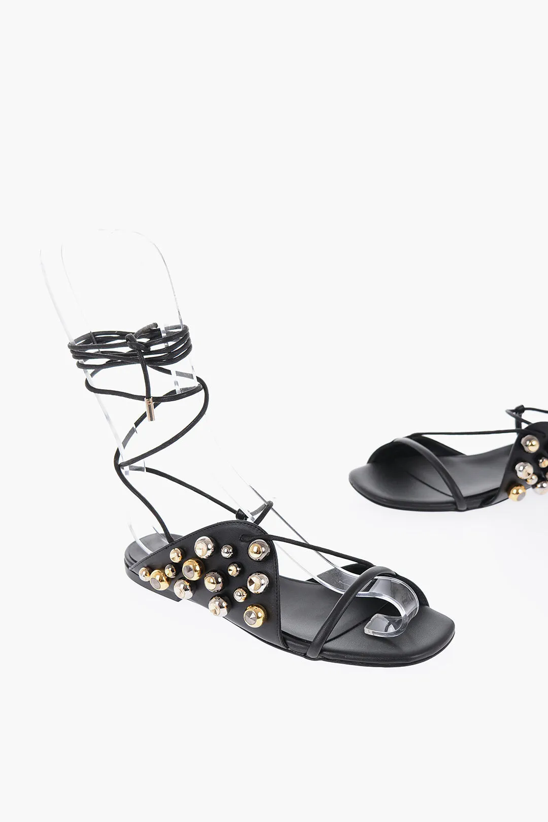 Stella Mccartney Vegan Leather Sandals With Rhinestones Detail