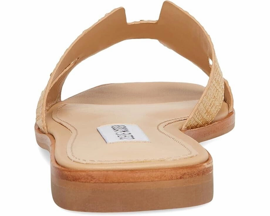 Steve Madden Hadyn Sandals Women US 9.5 Raffia Leather Slip On Square Toe KHD580
