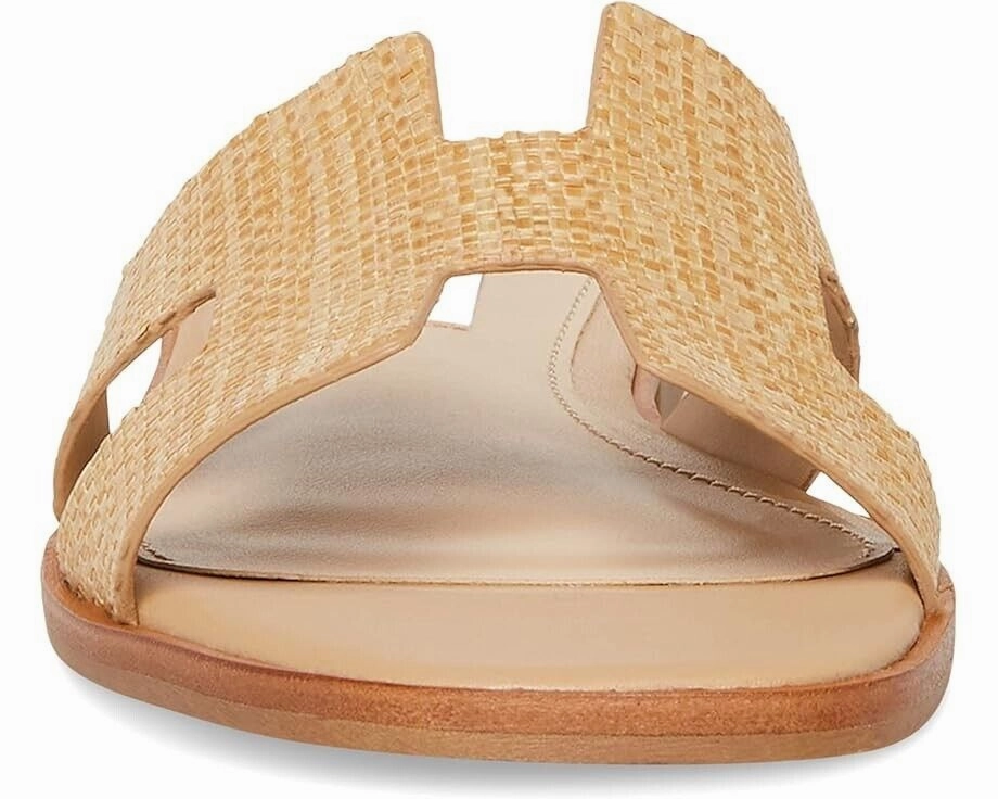 Steve Madden Hadyn Sandals Women US 9.5 Raffia Leather Slip On Square Toe KHD580