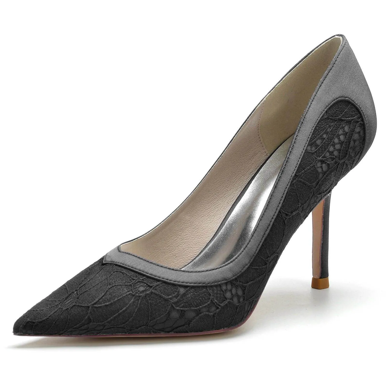Stiletto Heel 8.5cm Silk-Like Lace Shoes CK0143