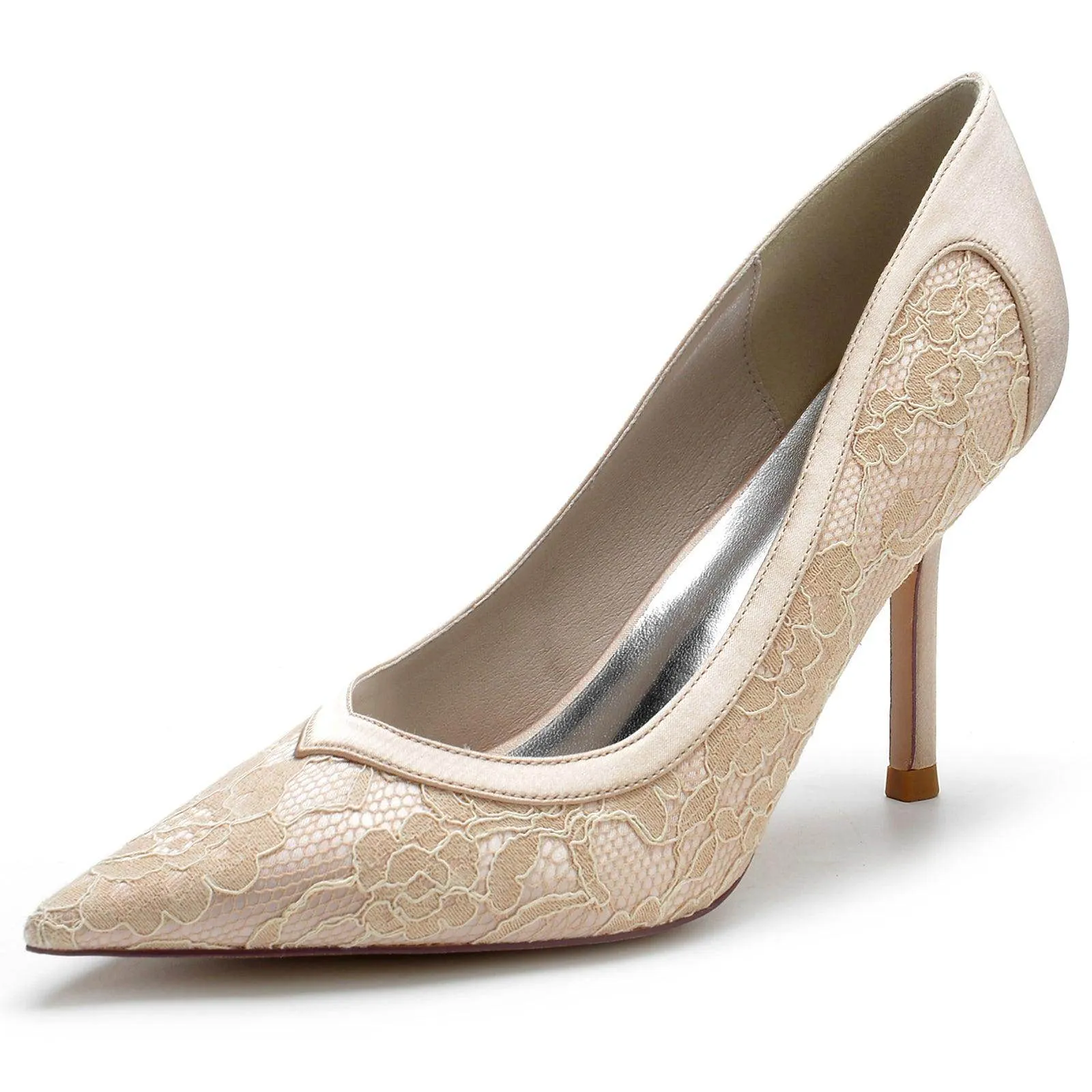 Stiletto Heel 8.5cm Silk-Like Lace Shoes CK0143