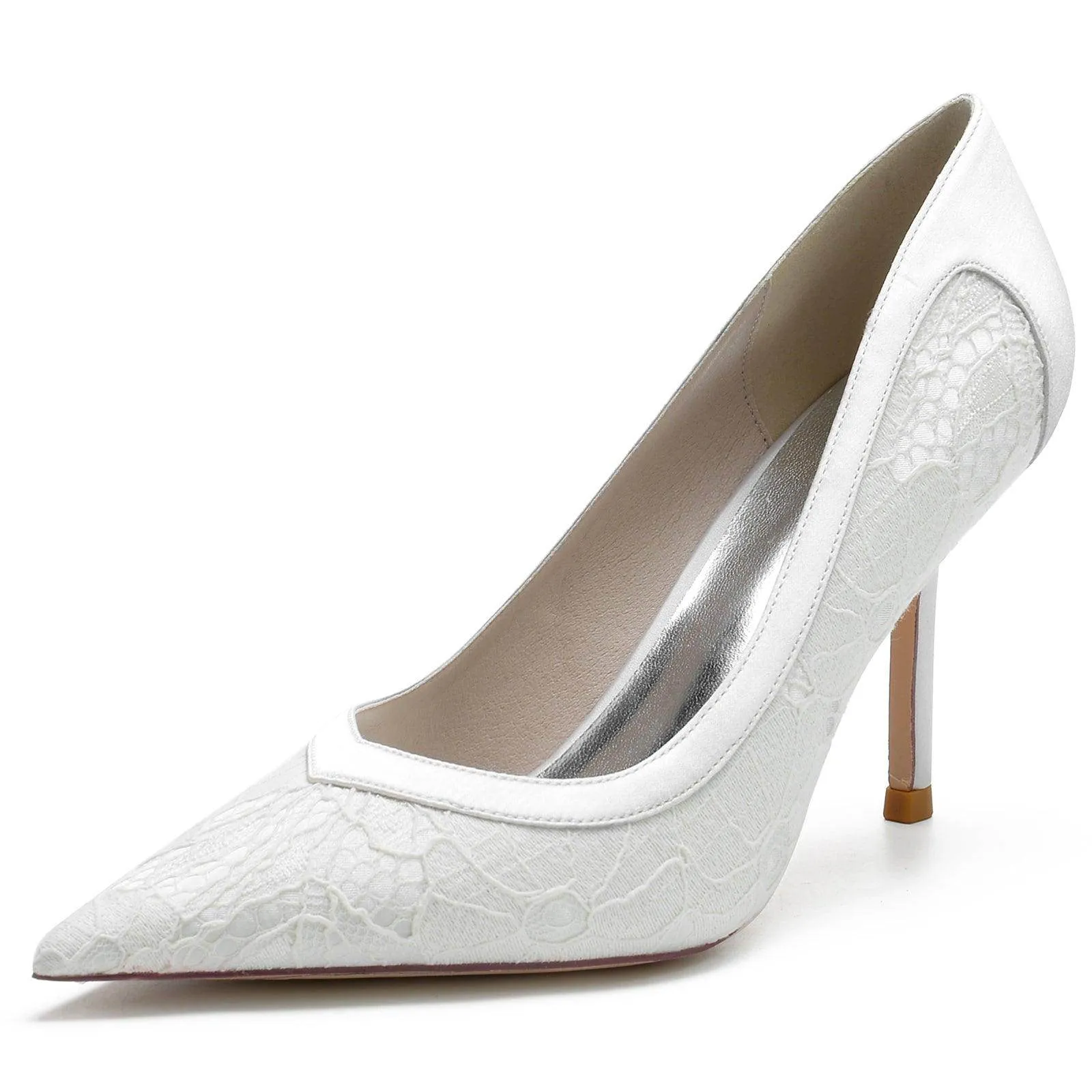 Stiletto Heel 8.5cm Silk-Like Lace Shoes CK0143