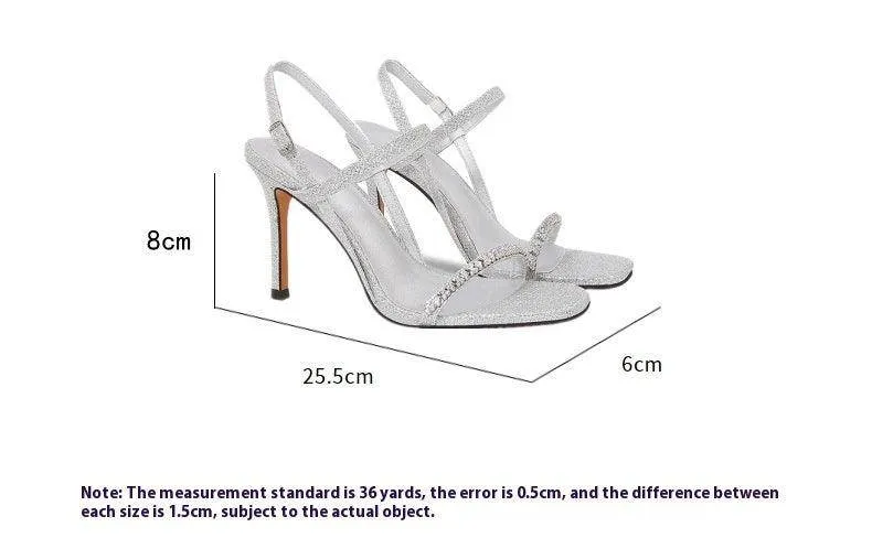 Stiletto heel Sandals Rhinestone Ankle Strap Shoes 765387738702