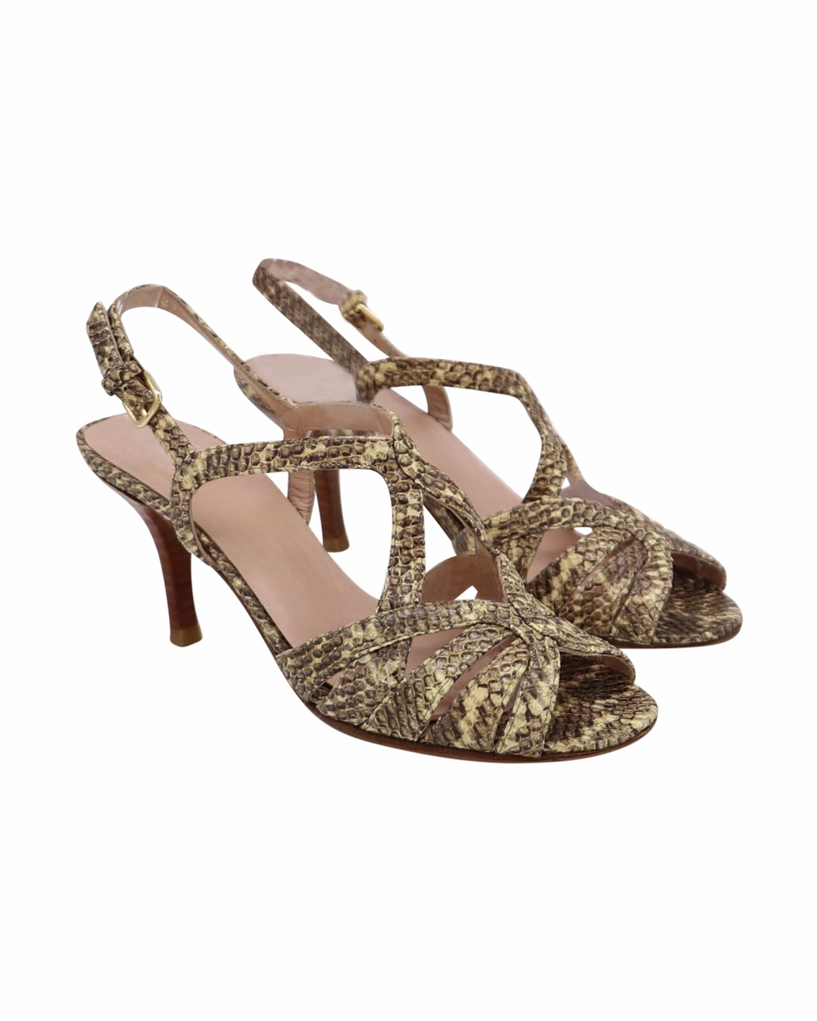 Stuart Weitzman Snakeskin Print High Heel Sandals in Multicolor Leather