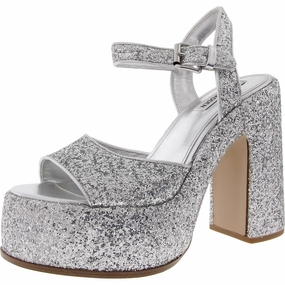 Sweets Womens Glitter Textured Platform Sandals