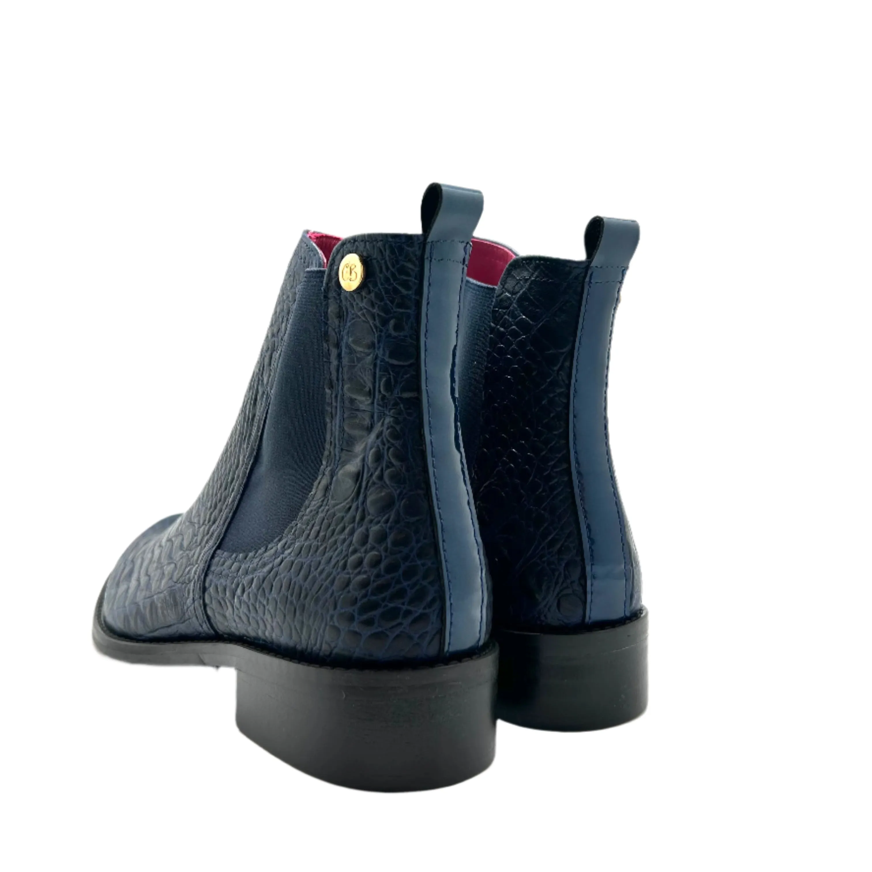 Taille Navy croc- Chelsea ankle boot