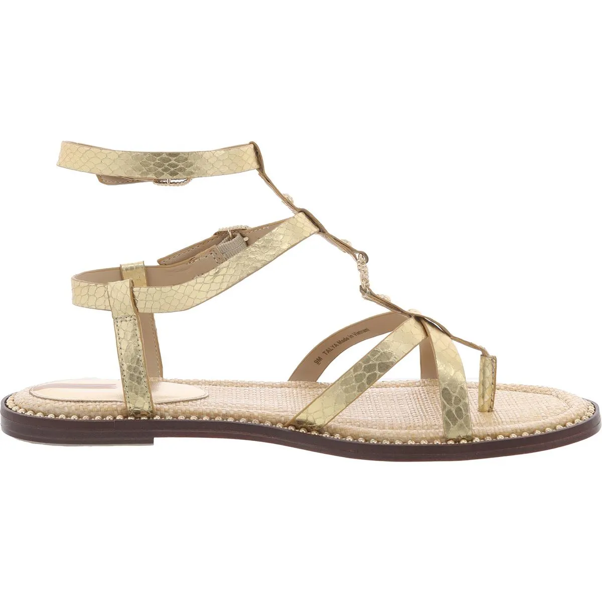 Tayla Womens Snake Print Metallic Gladiator Sandals
