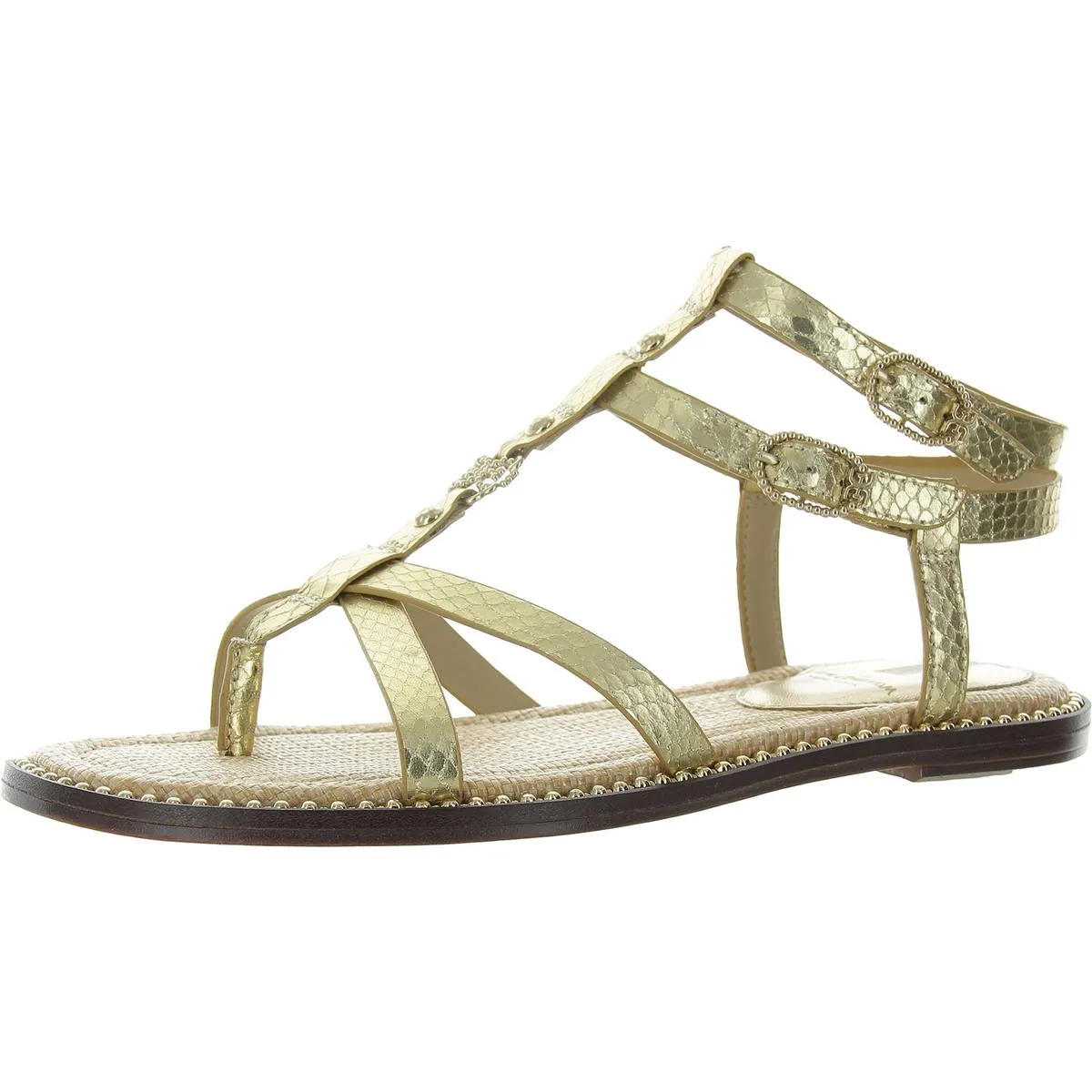 Tayla Womens Snake Print Metallic Gladiator Sandals