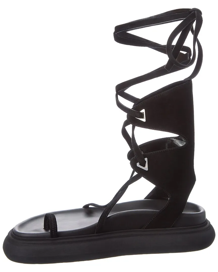 The Attico Ankle Wrap Suede Platform Sandal