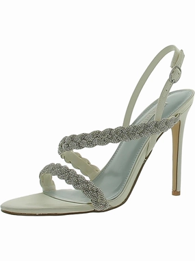Tiff Womens Satin Rhinestone Slingback Sandals