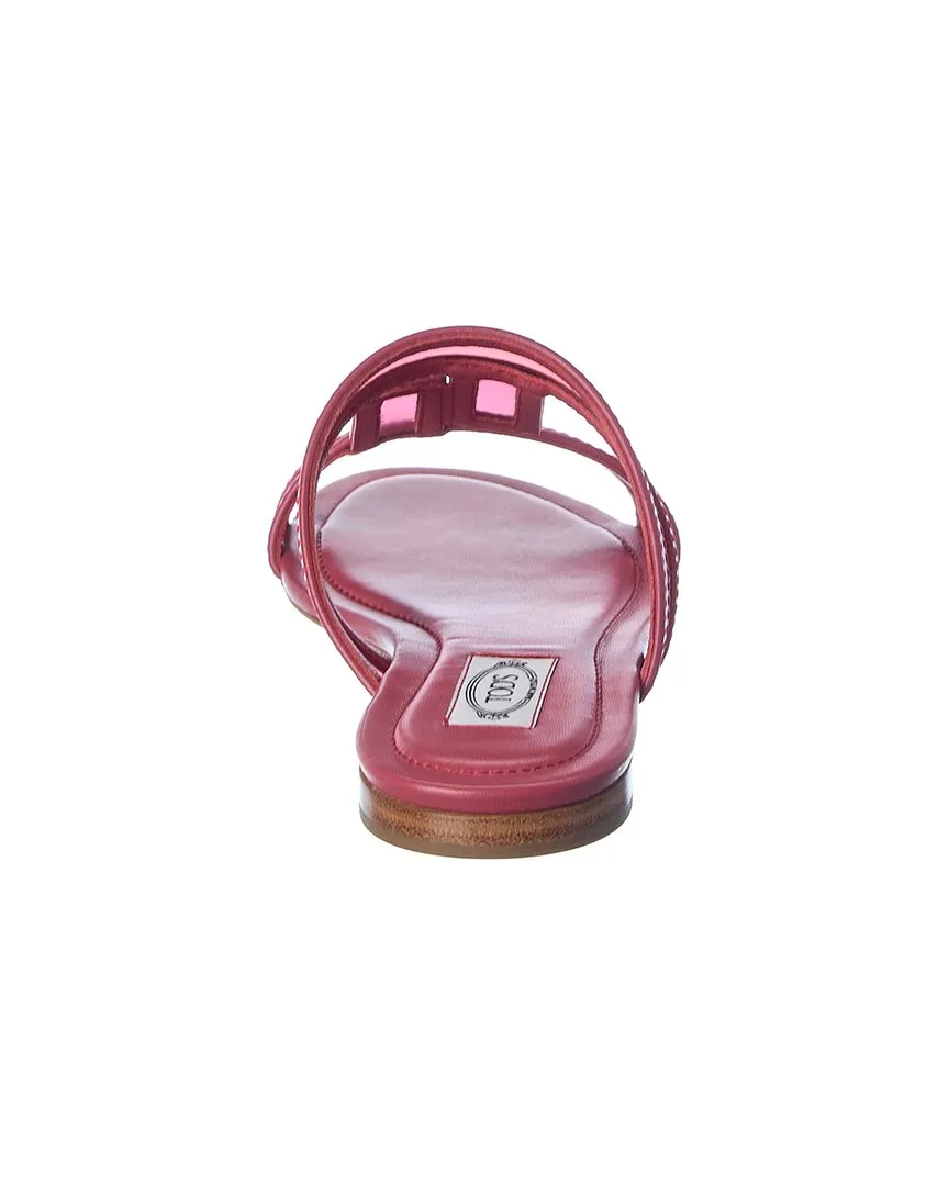 TODs Logo Leather Sandal