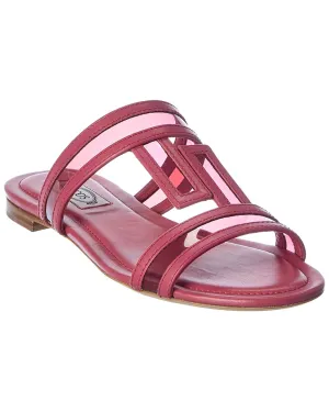 TODs Logo Leather Sandal