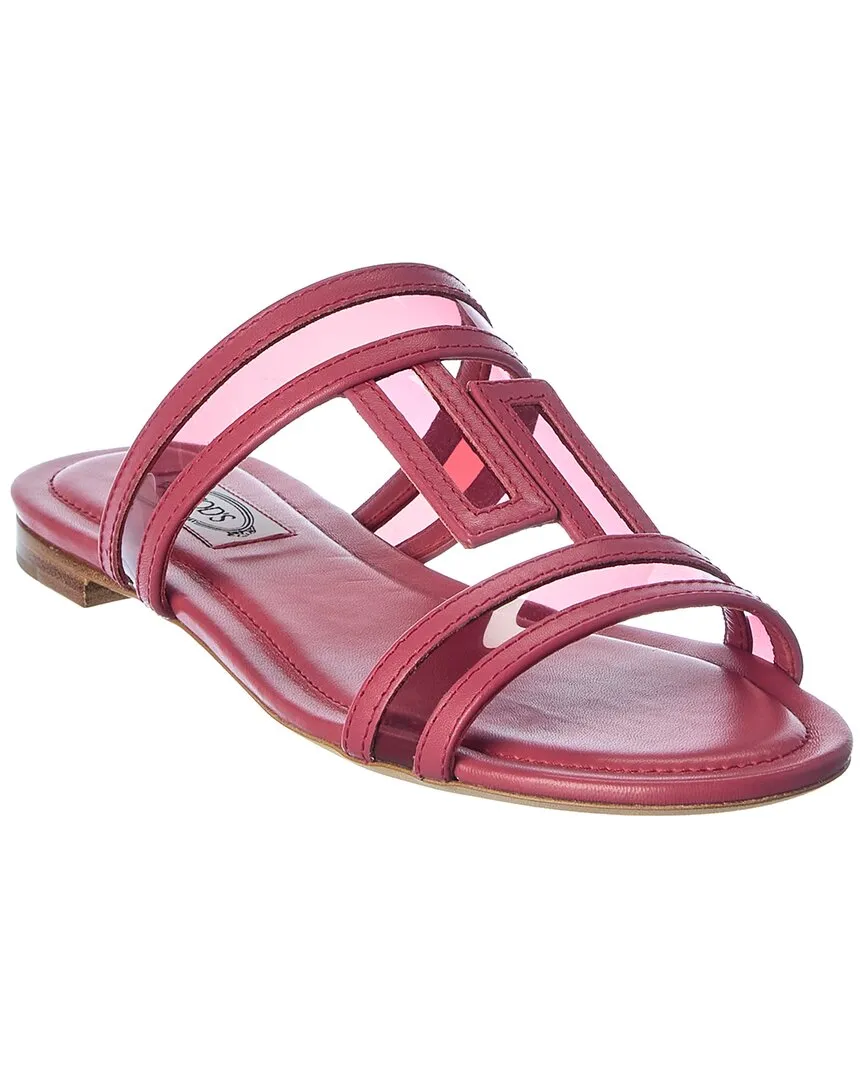 TODs Logo Leather Sandal
