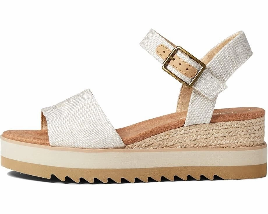 Toms Diana 10017908 Sandals Women's US 7.5 White Wedge Heel Espadrille ZPO1925