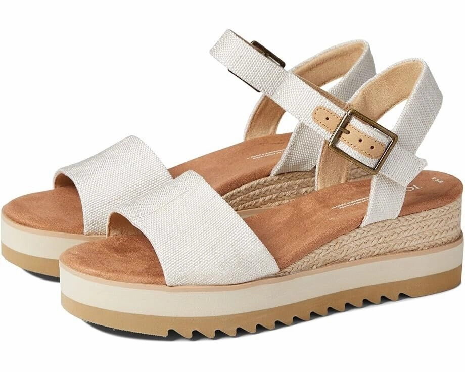 Toms Diana 10017908 Sandals Women's US 7.5 White Wedge Heel Espadrille ZPO1925