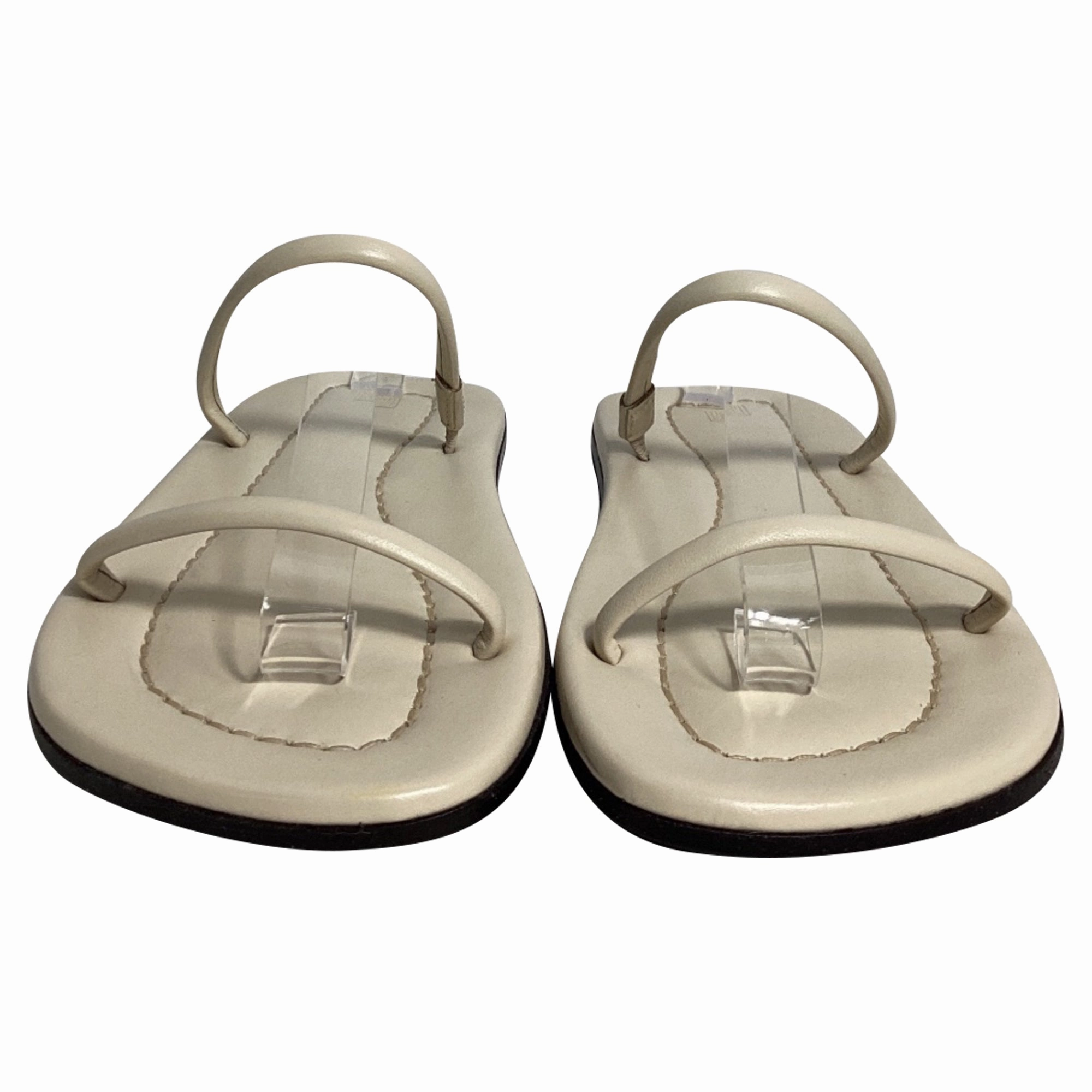 Totme City Flat Sandals in Cream Leather