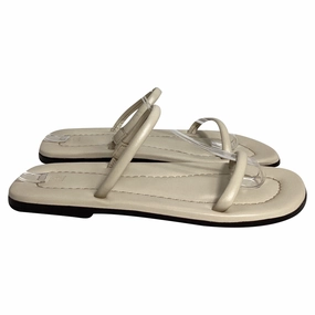 Totme City Flat Sandals in Cream Leather