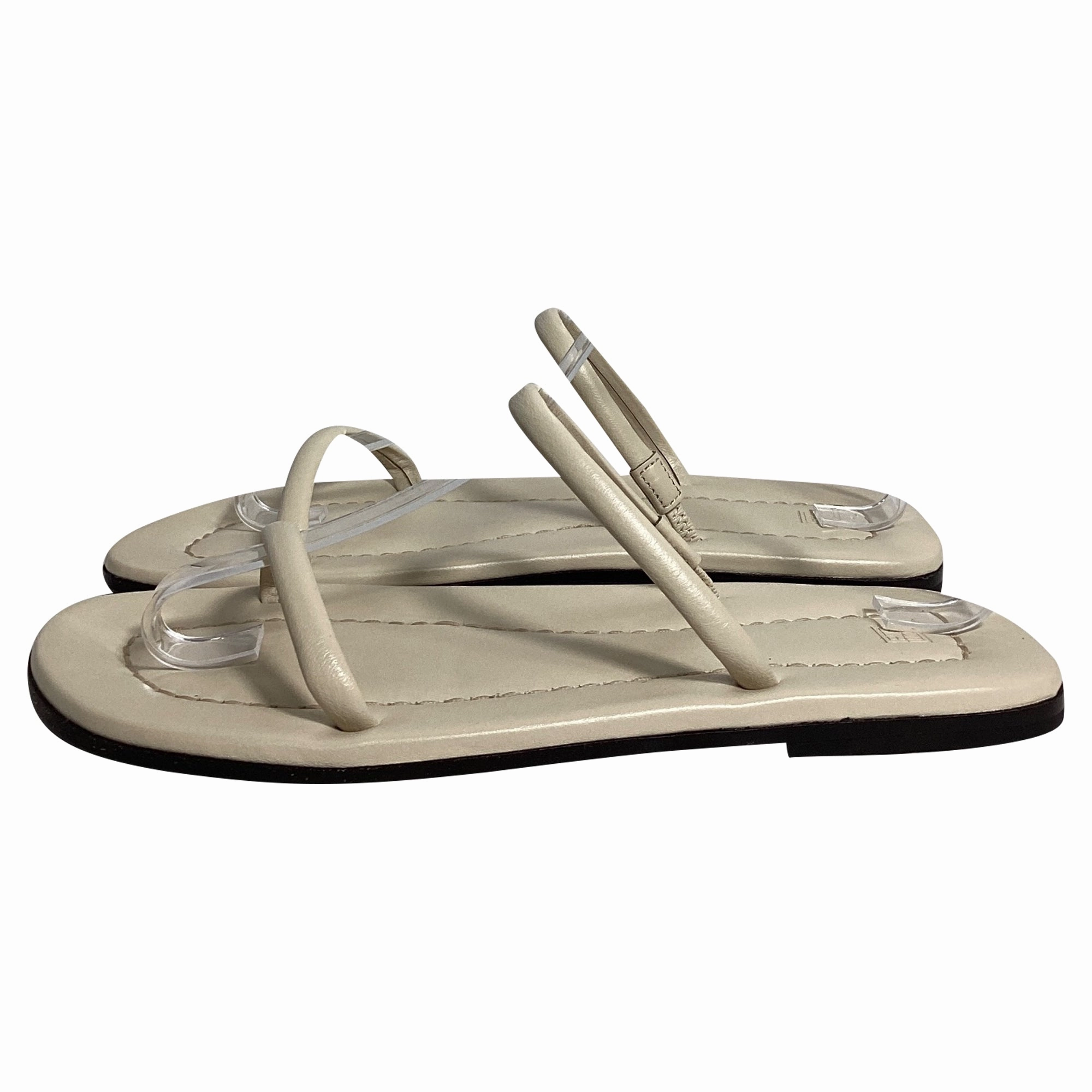Totme City Flat Sandals in Cream Leather