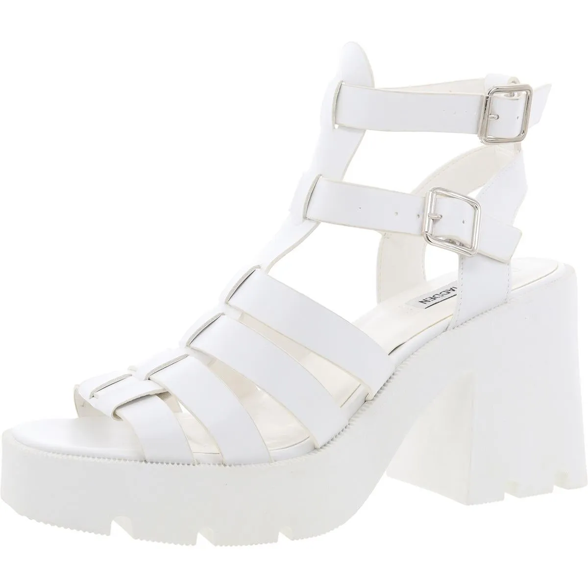 True Womens Woven Faux Leather Platform Sandals