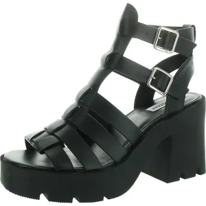True Womens Woven Faux Leather Platform Sandals