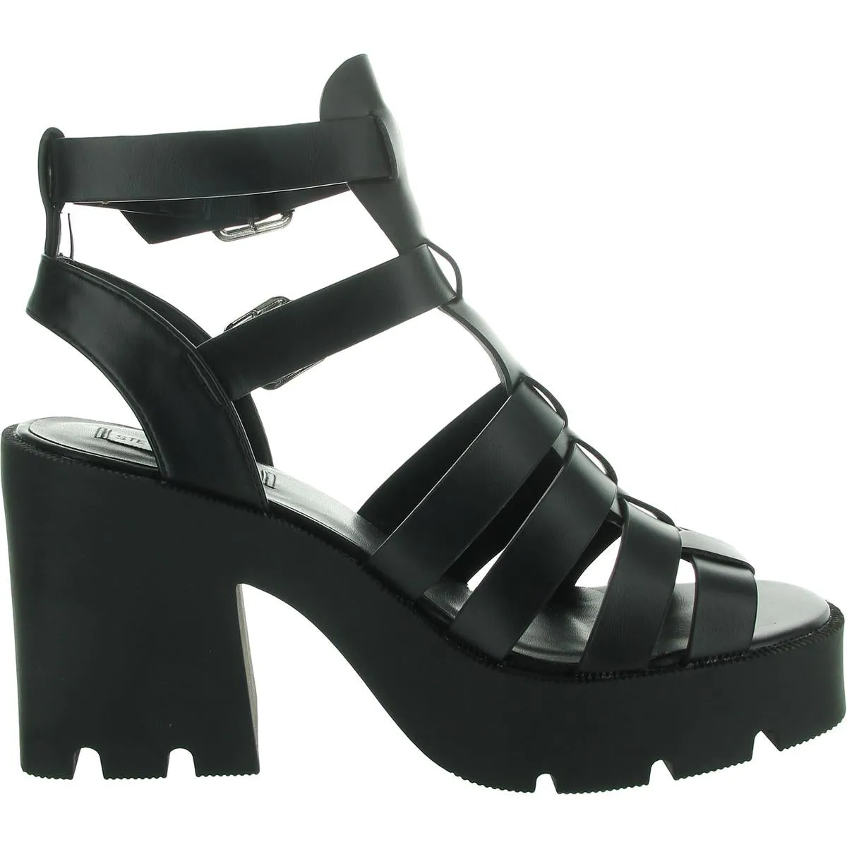 True Womens Woven Faux Leather Platform Sandals