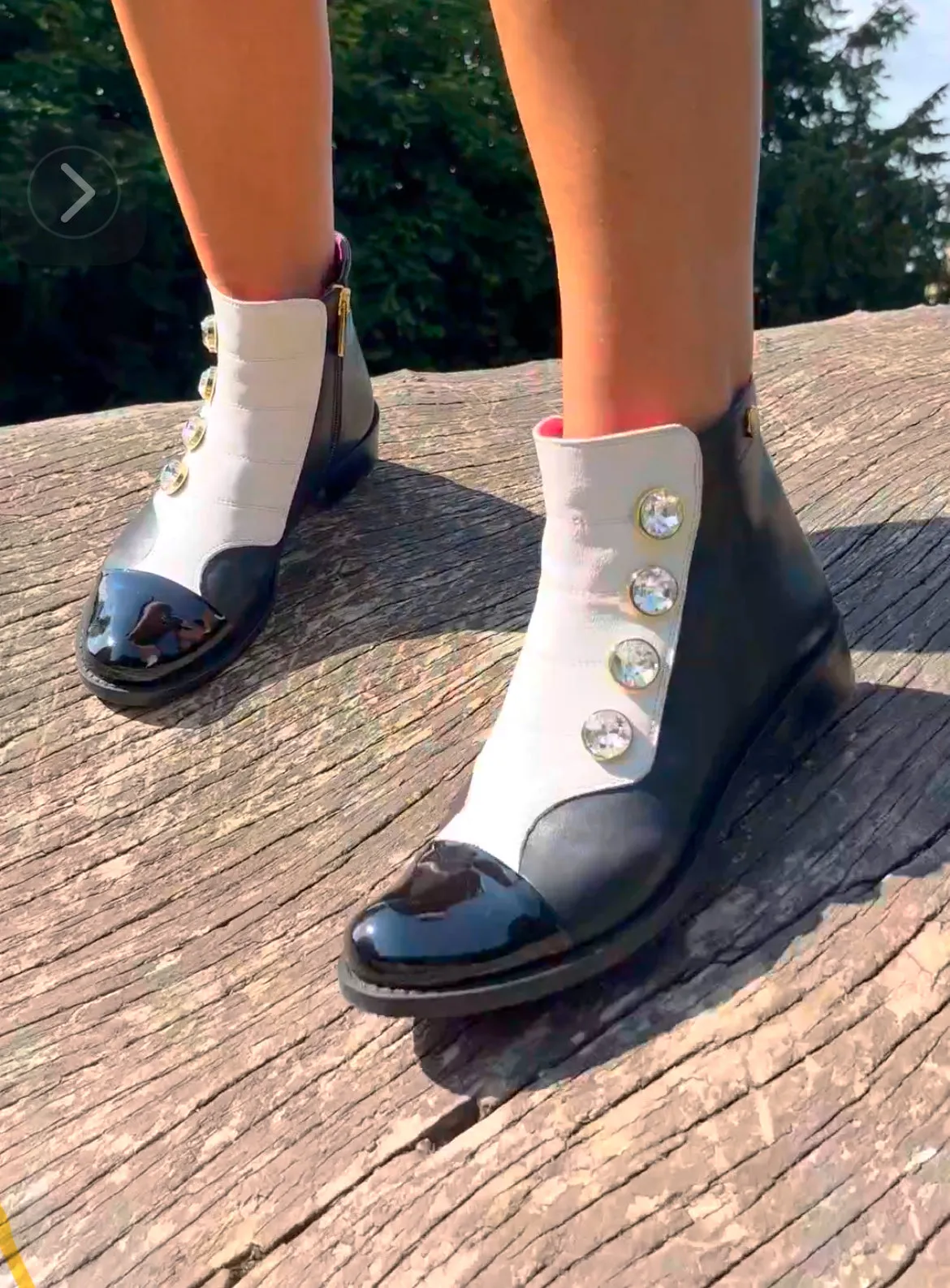 Tudor - Black and Ivory Ankle Boot