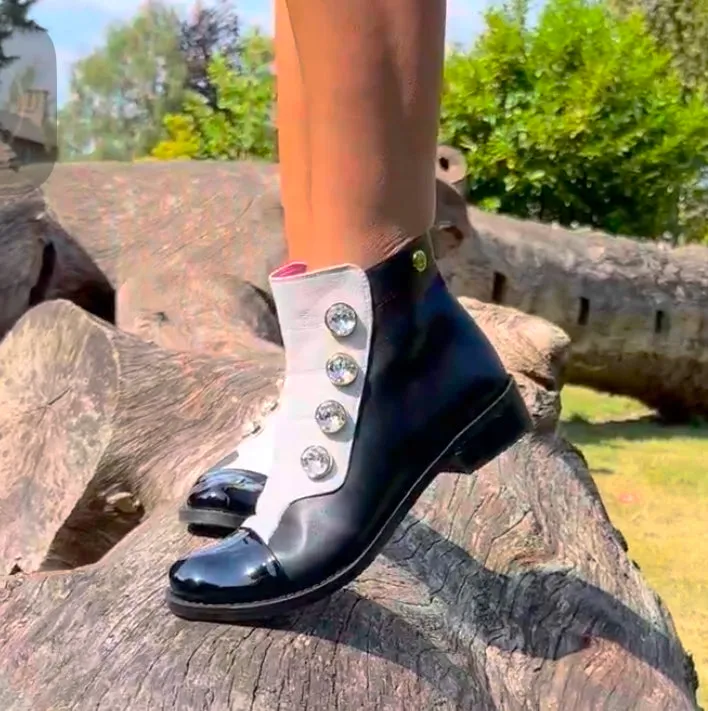 Tudor - Black and Ivory Ankle Boot