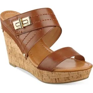 TWMILI2  Womens Faux Leather Buckle Wedge Sandals