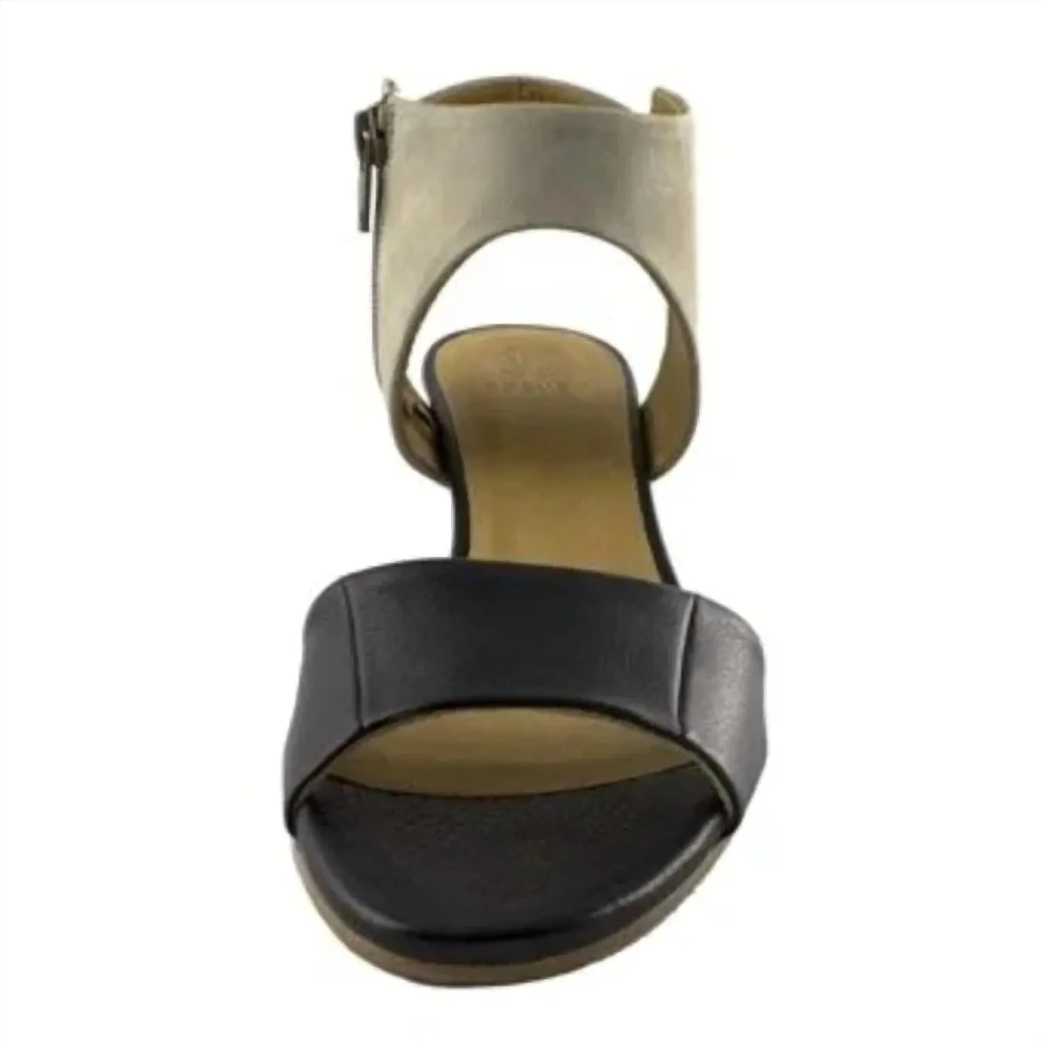 Two Toned Leather Wedge Sandal In Black/tan