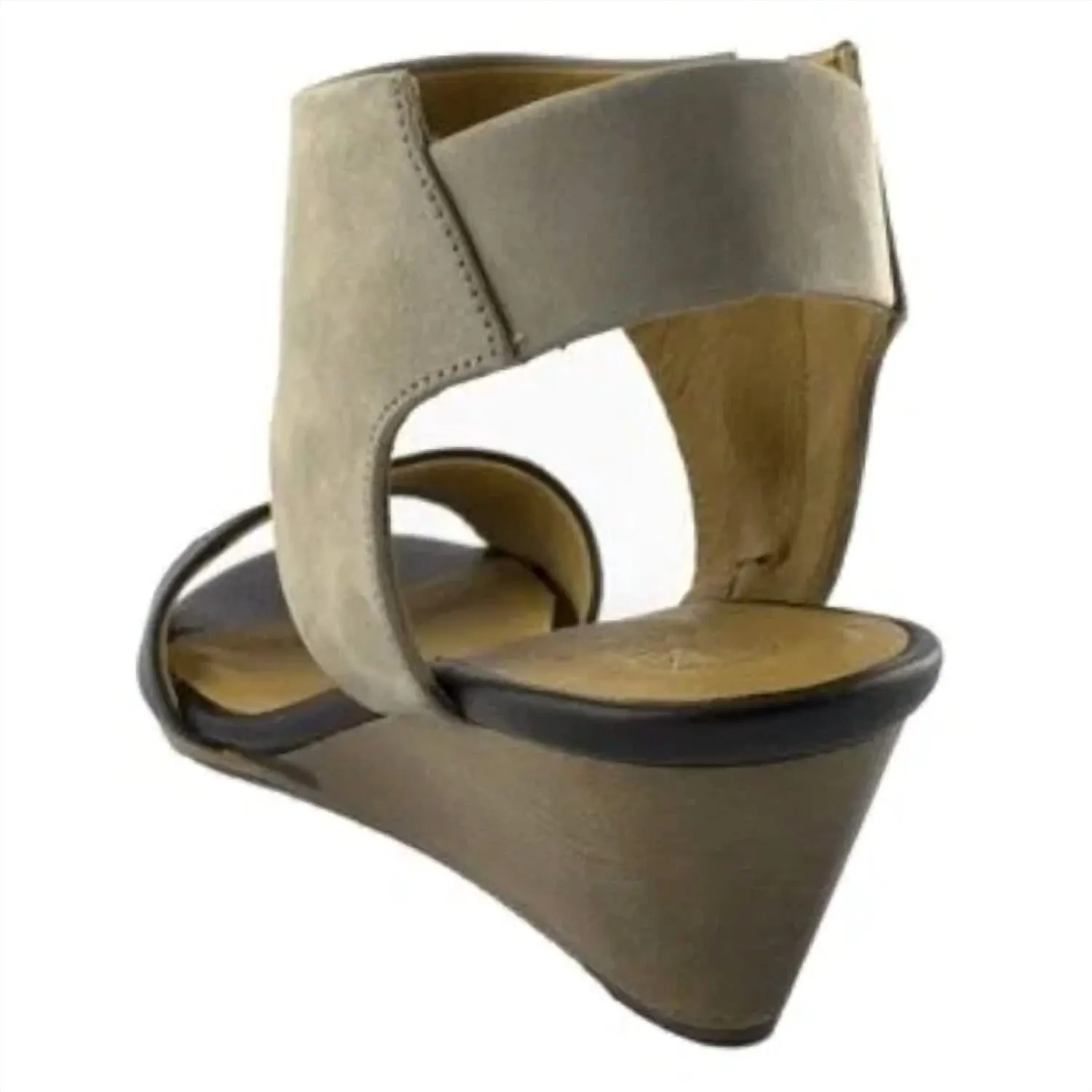 Two Toned Leather Wedge Sandal In Black/tan